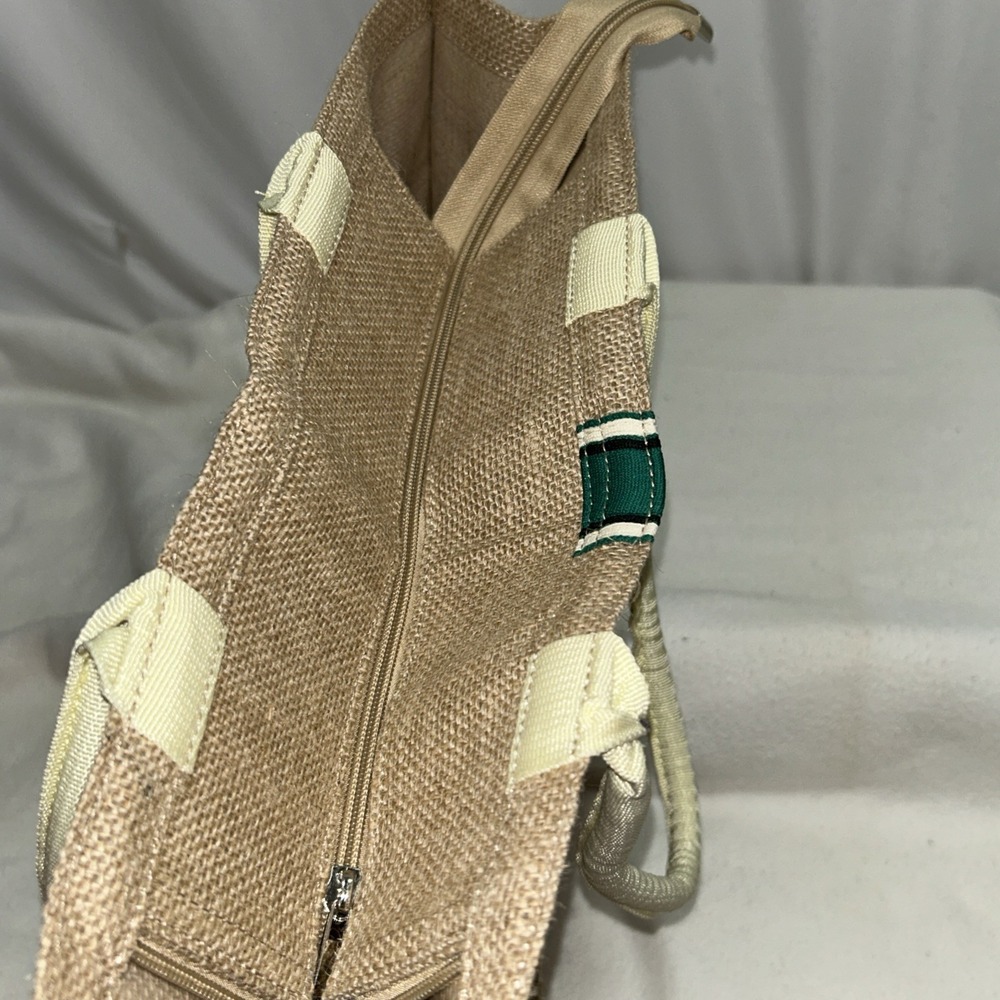 Acuario Burlap Flat Bottom Tote Large 18x14x5 Inches Zipper Closure New - Picture 4 of 6